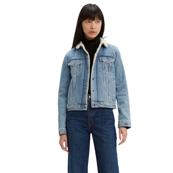 Levi's Blue Denim Jacket with Cream Collar - Picture 10 of 11